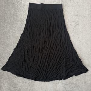 J Jill Skirt Womens Medium Black A Line Pull On Modal Cotton Crinkle Maxi